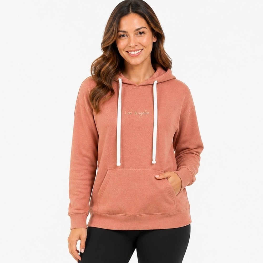 San Francisco Work Shirts Hoodie Women Small Salmon Pink Los Angeles Embroidered